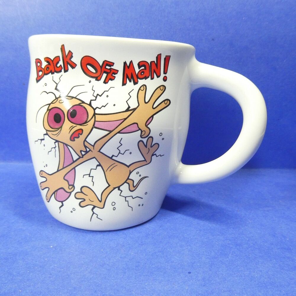 Back Off Man! Ren and Stimpy Mug Vintage 1990s Coffee Cup Dakin Nickelodeon 1992